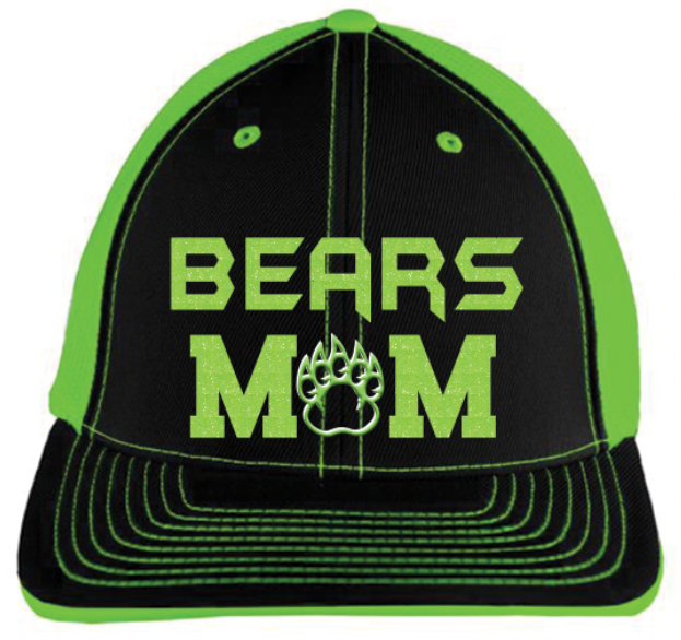 Chandler Bears Mom Glitter Black Trucker FlexFit