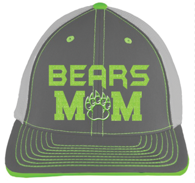 Chandler Bears Mom Glitter White Trucker FlexFit